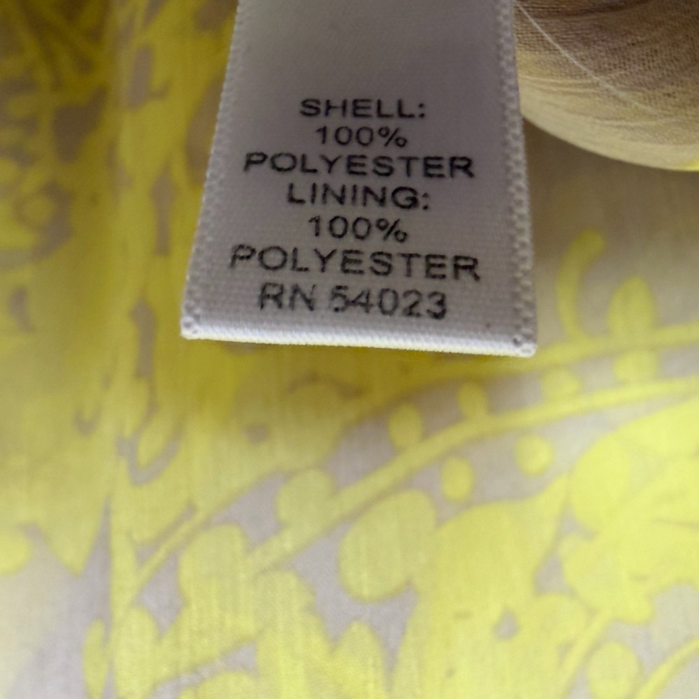 Banana Republic Yellow Patterned Sheer Blouse Sz M - Picture 7 of 7